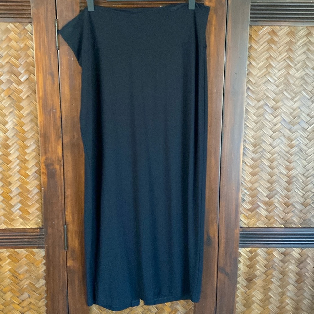 EILEEN FISHER - Black straight Maxi skirt with slit 1X NWOT